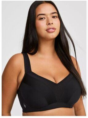 Torrid Black Full-Coverage Wireless Bra With Adjustable Straps, Back Closure, an